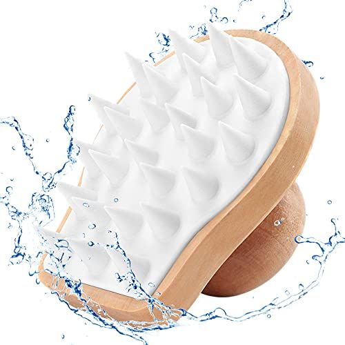 Hair Scalp Massager Shampoo Brush, Hodola Natural Wooden Scalp Scrubber with Soft Rubber Bristles... | Amazon (US)