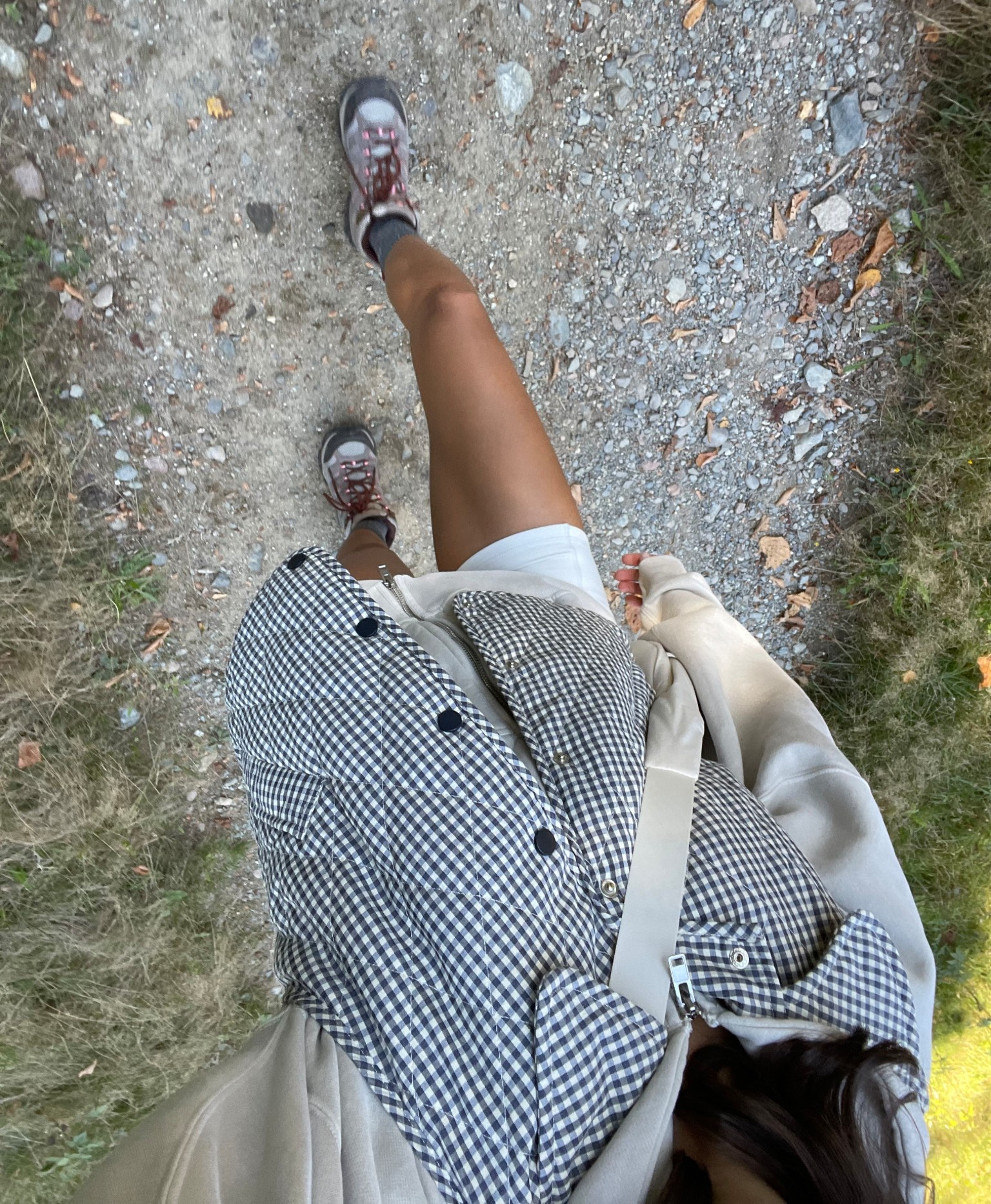 [10/6/25] 
Vest: xs greybandit code viv15
shorts: xs 
Zip up: xs (it’s mens but I love it) 

#LTKStyleTip #LTKPetite #LTKSeasonal