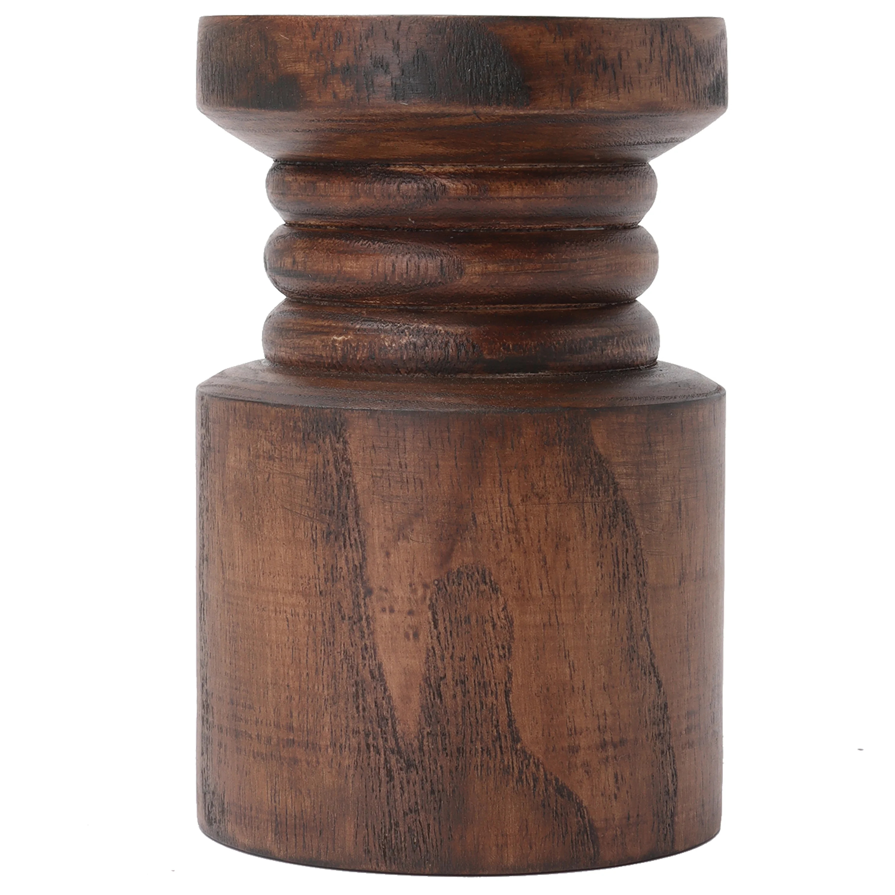 Mainstays 6" Wood Pillar Candle Holder, Dark Brown | Walmart (US)