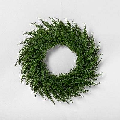 18" Faux Cedar Wreath - Hearth & Hand™ with Magnolia | Target