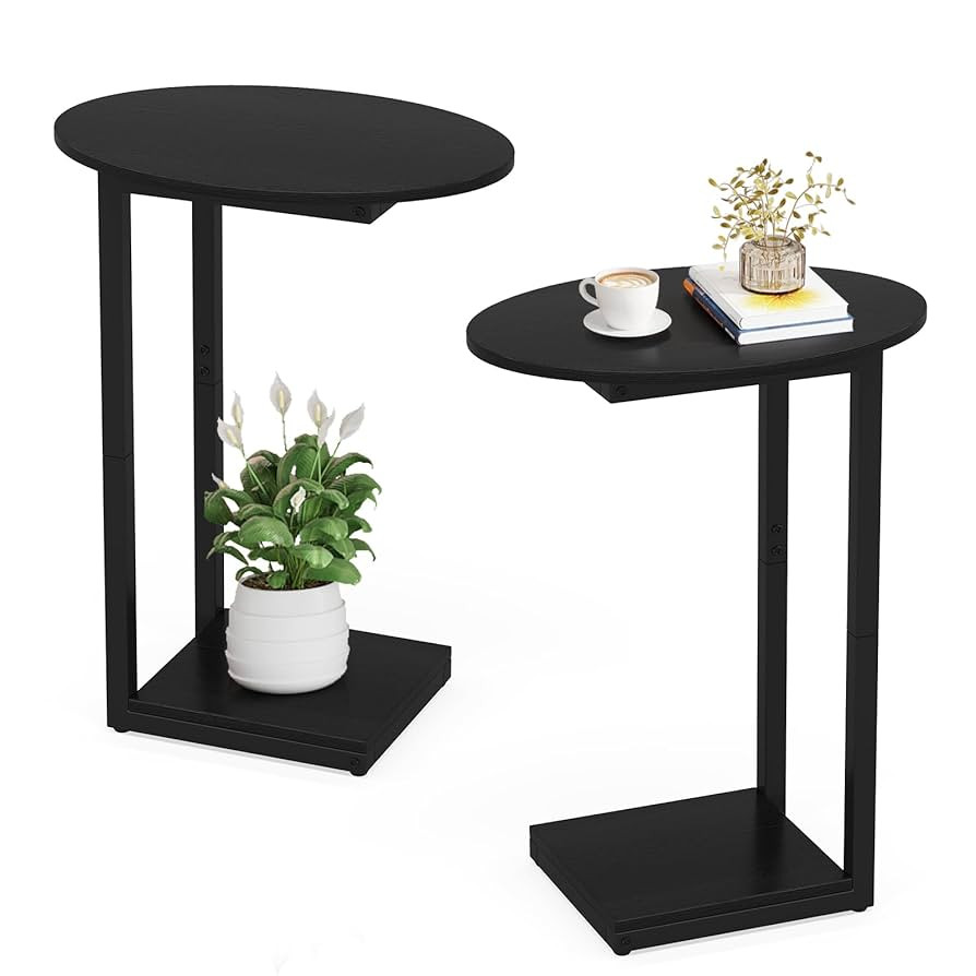 Hosfais Small Side Table End Table, C-Shaped Wood Coffee Table TV Tray for Eating Couch Tables fo... | Amazon (US)