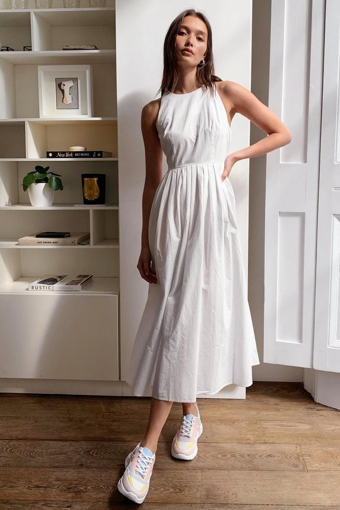 Flowy Pleated Racerback Midi Dress | Nasty Gal (US)