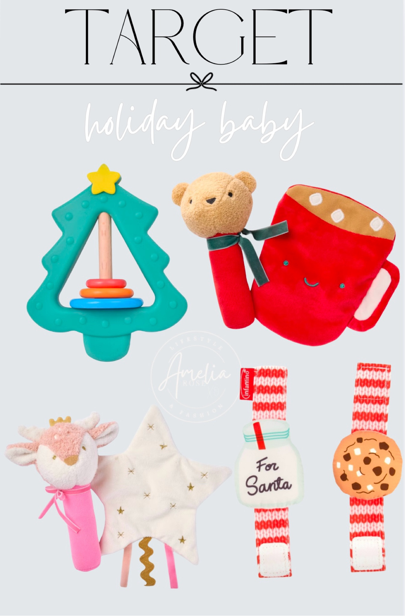 How cute are these holiday themed baby items!! Rattle & crinkle paper combo, wrist/ankle rattles, and a tree tether toy 

#LTKBaby #LTKHoliday #LTKGiftGuide