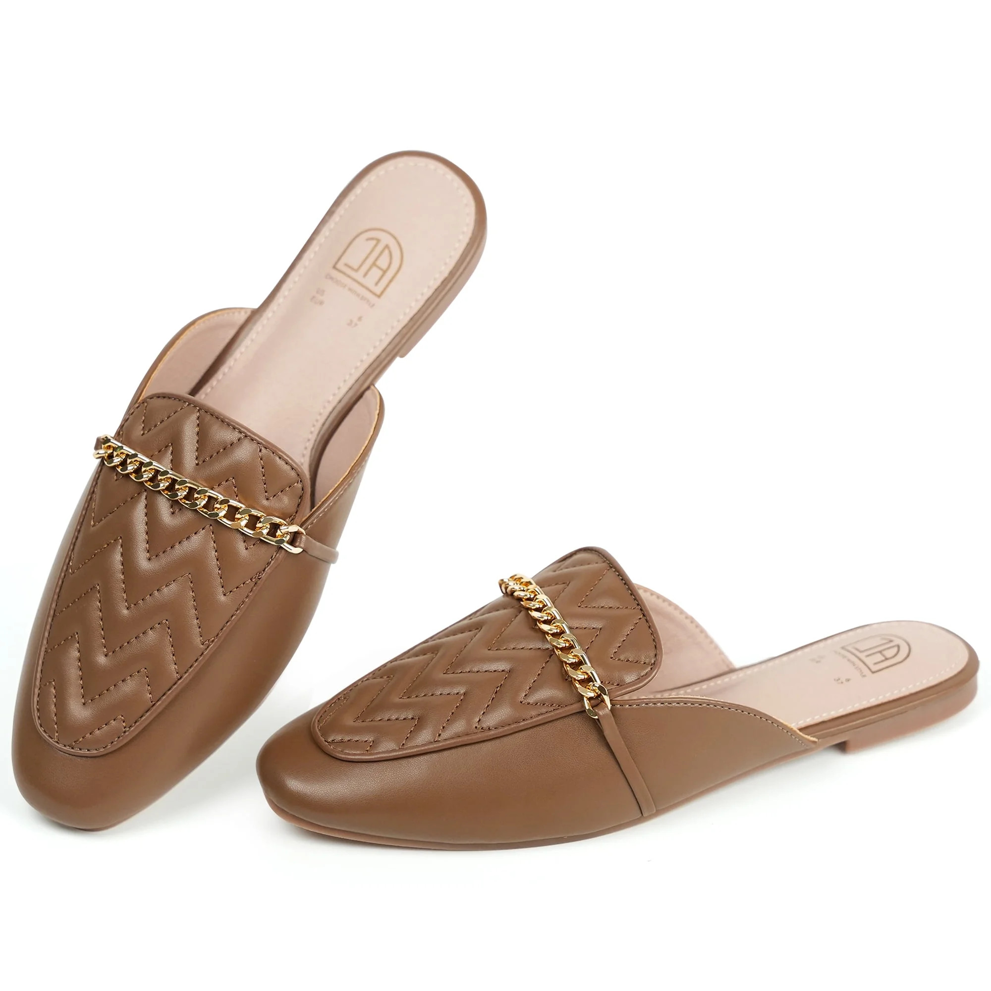 JABASIC Women Slip on Flat Mule Comfortable Backless Shoes Slide On Loafers (8,Tan) - Walmart.com | Walmart (US)