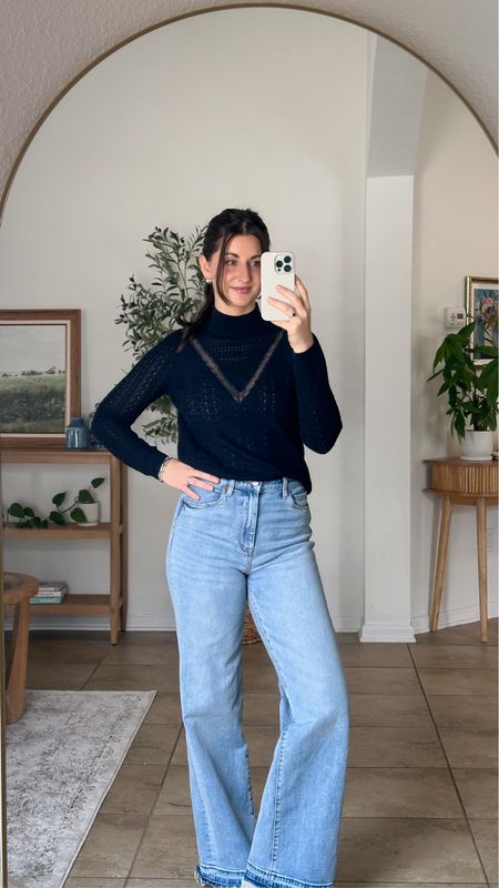 Merino wool top and wide leg jeans 
Wearing 25 & xs top 

#LTKstyletip #LTKSeasonal