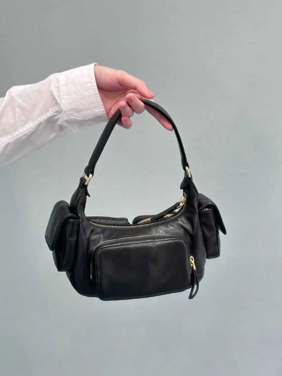 Designers bags hobo underarm bag women's texture multi pocket motorcycle bag leather shoulder cro... | DHGate