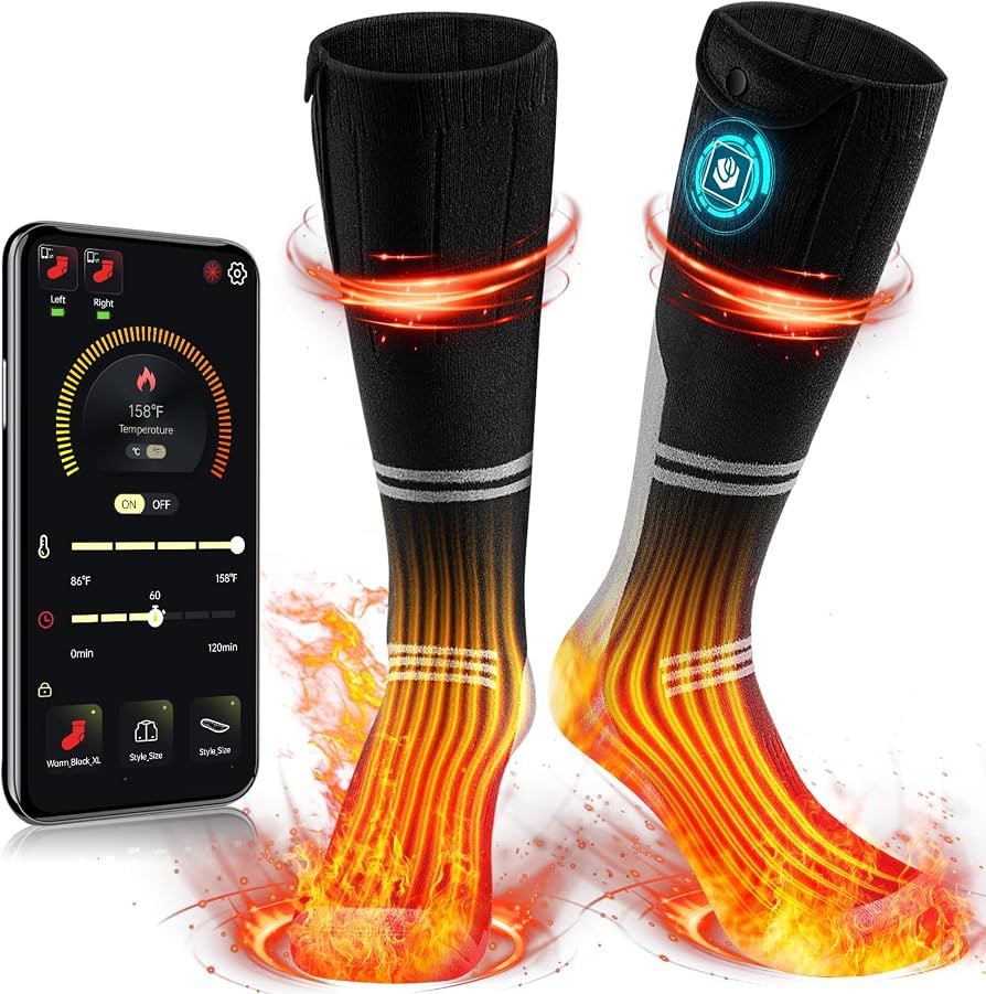 Heated Socks for Men Women 9V Constant Voltage 3000mAh Battery Rechargeable Washable APP Control ... | Amazon (US)