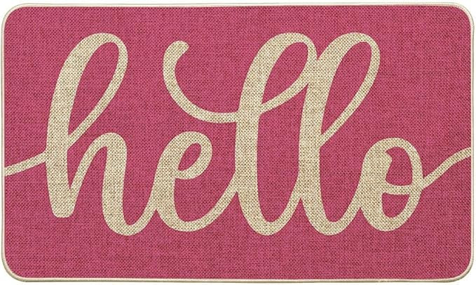 Amazon.com: Artoid Mode Pink Hello Spring Doormat, Summer Home Decor Low-Profile Switch Rug Door ... | Amazon (US)