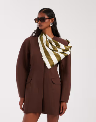ASOS DESIGN satin headscarf in olive stripe | ASOS | ASOS (Global)