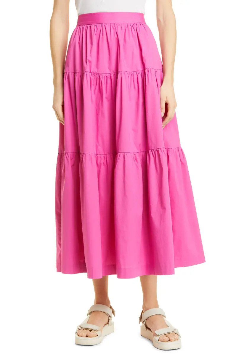 STAUD Tiered Stretch Cotton Maxi Skirt | Nordstrom | Nordstrom