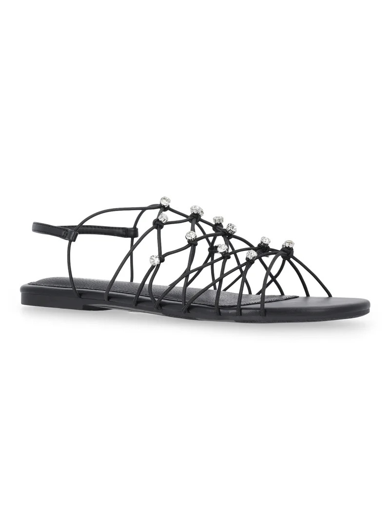 No Boundaries Caged Flat Sandals, Women's | Walmart (US)