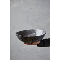 Large Oval Handmade Black Serving Bowl, Hand-Thrown Textured Ceramic Salad Dinner Dish, Unique Decor | Etsy (US)