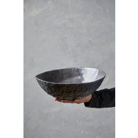 Large Oval Handmade Black Serving Bowl, Hand-Thrown Textured Ceramic Salad Dinner Dish, Unique Decor | Etsy (US)