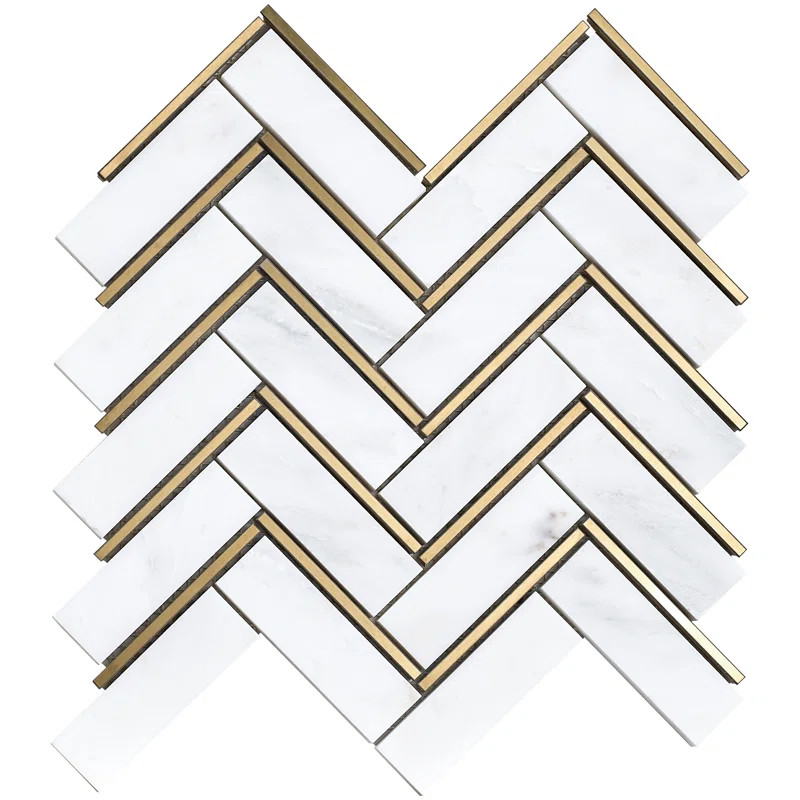 Natural Bianco 1" x 3" Marble Chevron Mosaic Wall Tile | Wayfair North America