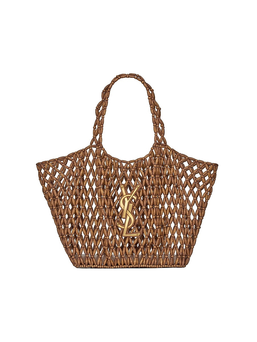 Women's Icare Medium Totes in Wood Beads - Light Wood And Brick | Saks Fifth Avenue