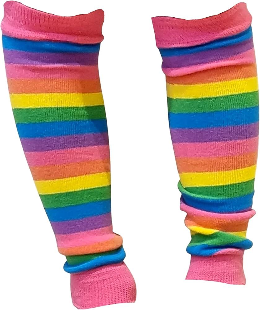 Colourful Baby World Little Girls' Red Rainbow Stripe Leg Warmers | Amazon (US)