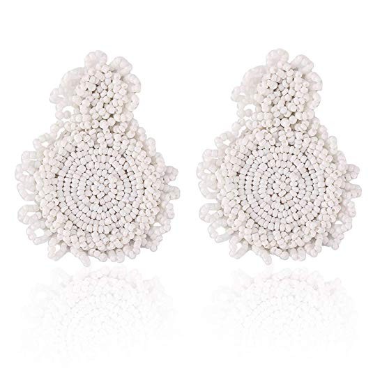 Statement Drop Earrings - Bohemian Beaded Round Dangle Earrings Gift for Women | Amazon (US)