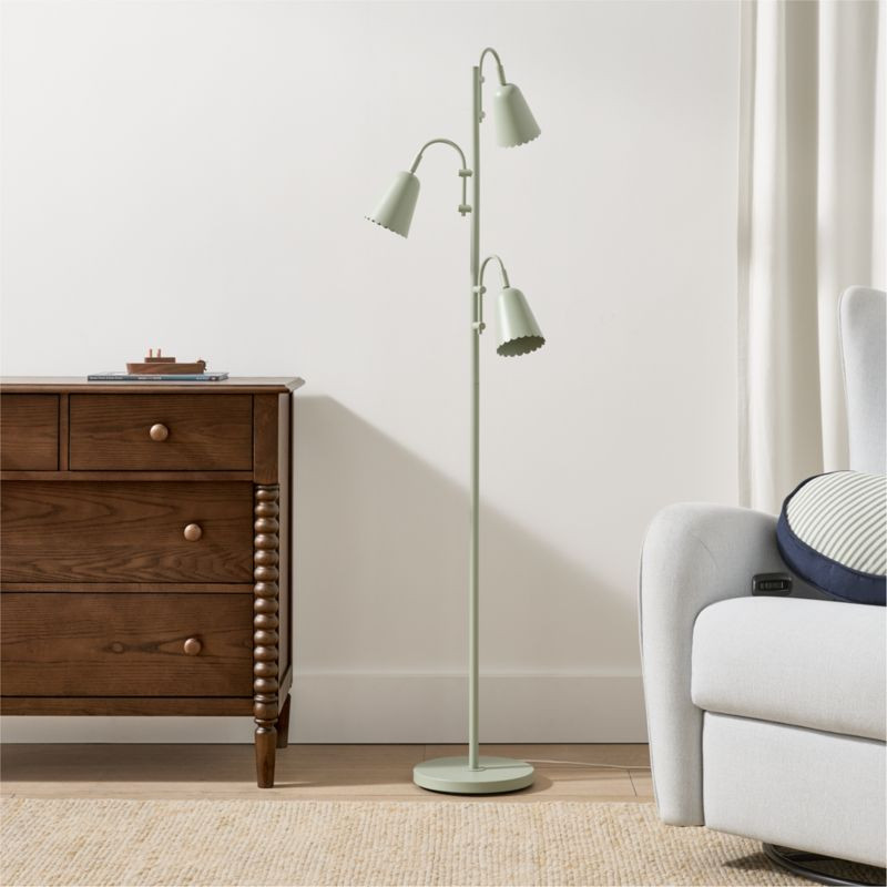 Sadie Scalloped Sage Kids Floor Lamp | Crate & Barrel