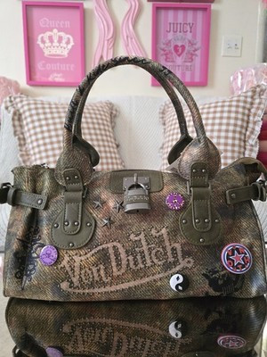Von Dutch Bree Handbag Green NWT Y2K Grunge Punk Studded Shoulder Bag | eBay US