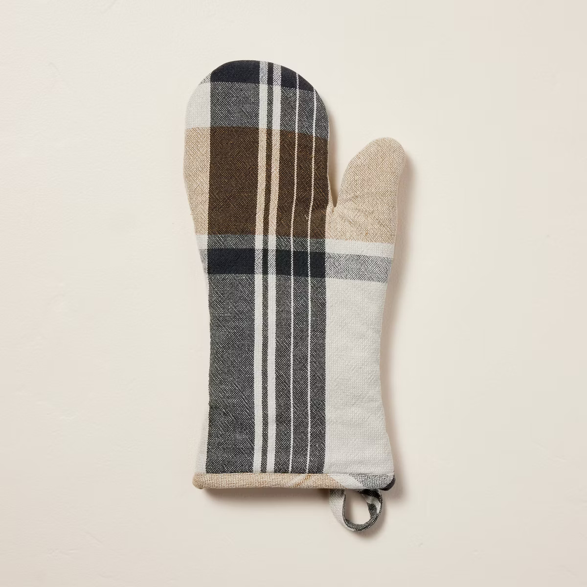 Fall Plaid Woven Oven Mitt Cream/Almond/Gray - Hearth & Hand™ with Magnolia | Target