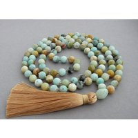 Amazonite Mala Necklace 108 Beads For Men Women Jewelry Yoga Gift Long Tassel Boho Necklaces | Etsy (US)