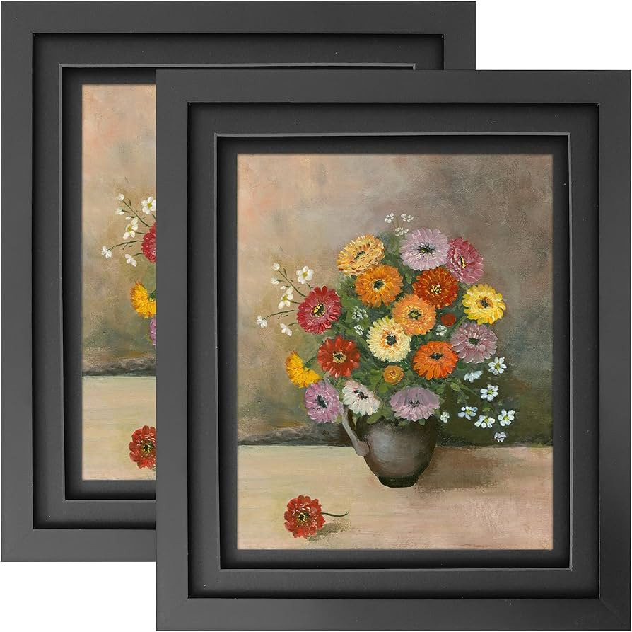 LUCKYLIFE 8x10 Picture Frame Black Wood with Double Mat for Tabletop or Wall, Set of 2 | Amazon (US)