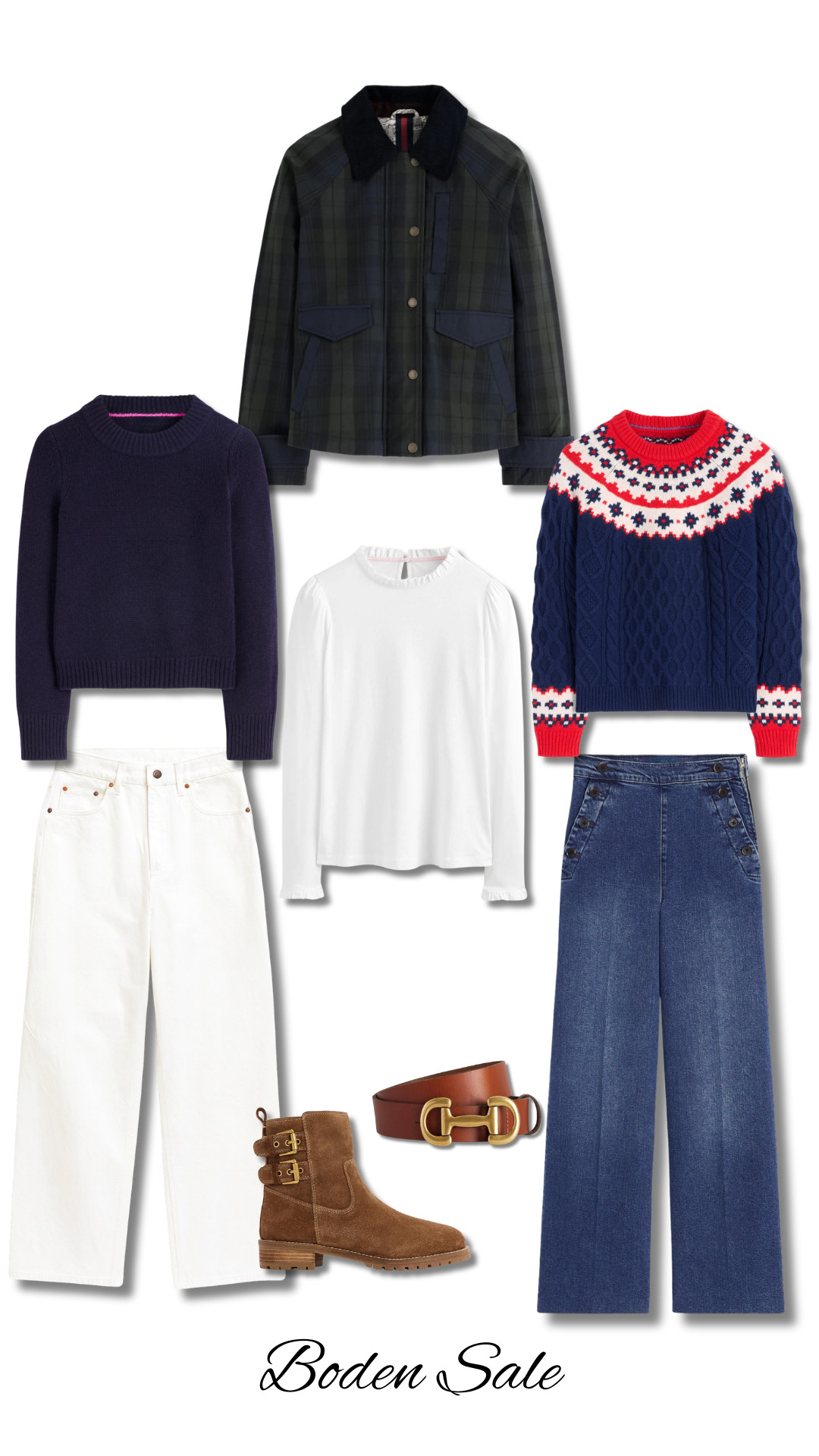 Boden Sale, Barrel Jeans, Fair Isle Jumper, Sailor Jeans, Leather Belt, Ankle Boots, Frill Top, Wax Jacket, Chunky Cashmere Jumper 

 #LTKuk #LTKautumn #LTKsale