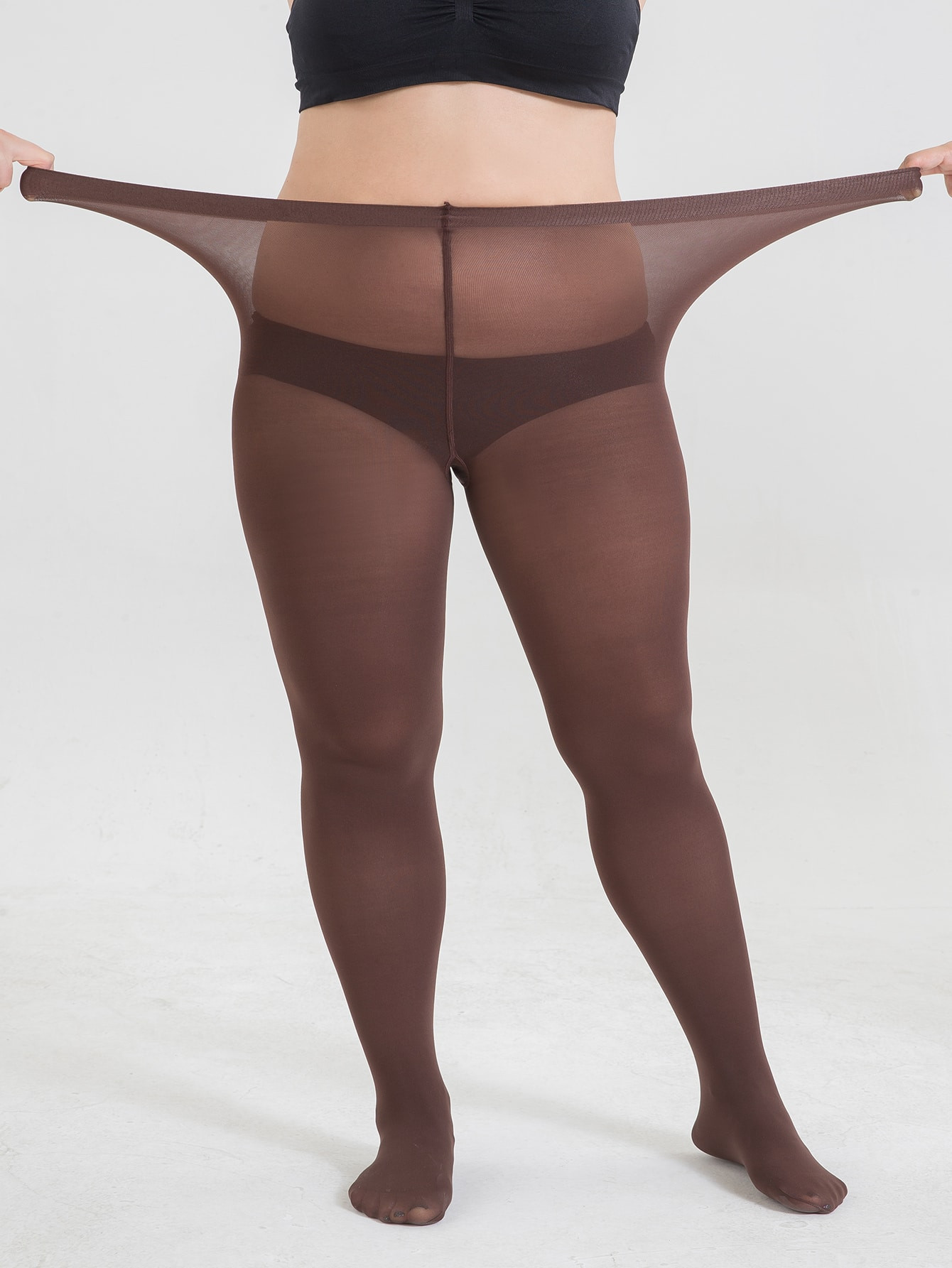 80D Solid Plus Size Tights | SHEIN