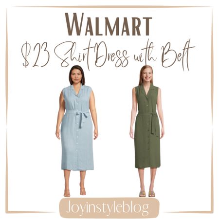 $23 Walmart Time and Tru Women's Button Down Shirt Dress with Belt, Sizes XS-XXXL / workwear / summer dress / church dress 

#LTKOver40 #LTKFindsUnder50 #LTKWedding