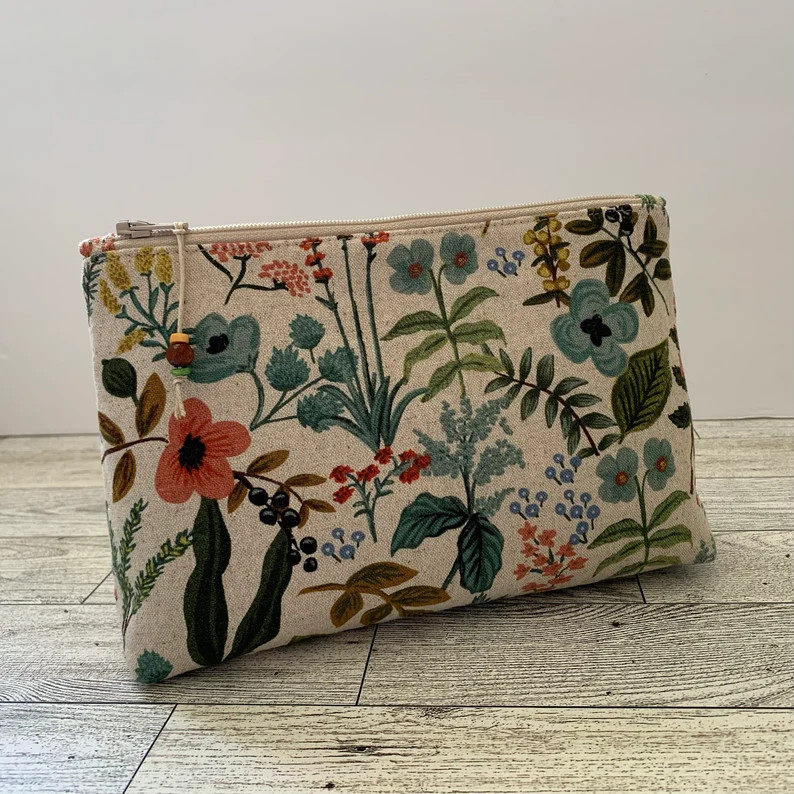 Rifle Paper Co. Amalfi Zipper Pouch: Floral Cotton Canvas Makeup Bag | Etsy (US)