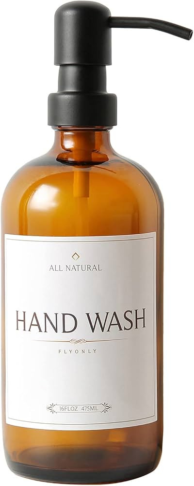 Seifenspender aus Braun Glas 1 Stück, 475mL Flasche Pumpflasche inkl. Etiketten, Kunststoff für... | Amazon (DE)