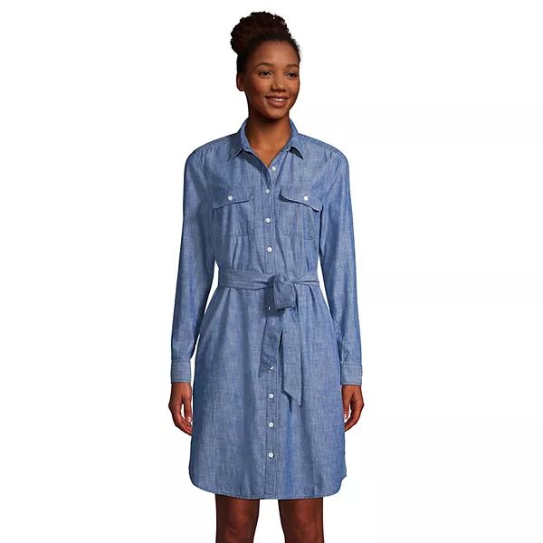 Petite Lands' End Long-Sleeved Shirt Dress | Kohl's