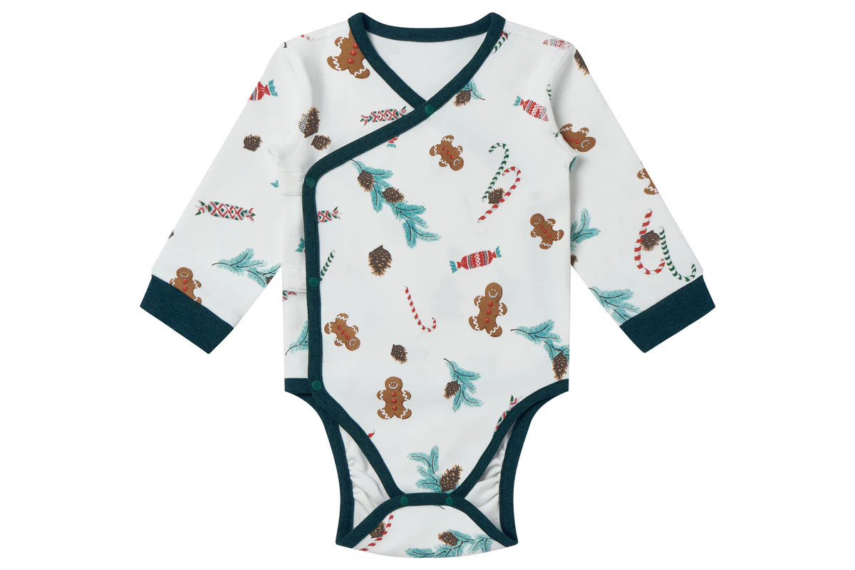 Long Sleeve Kimono Onesie (Organic Cotton) - Christmas Day! | Nest Designs