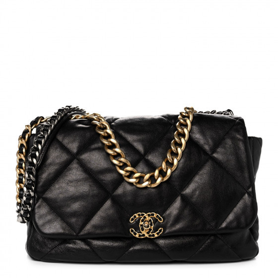 CHANEL Goatskin Quilted Maxi Chanel 19 Flap Black | Fashionphile