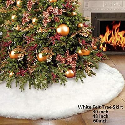 iMucci 60inch Chirstmas Tree Skirt Snowy White Plush Velvet - Holiday Party Decoration | Amazon (US)