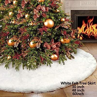 iMucci 60inch Chirstmas Tree Skirt Snowy White Plush Velvet - Holiday Party Decoration | Amazon (US)