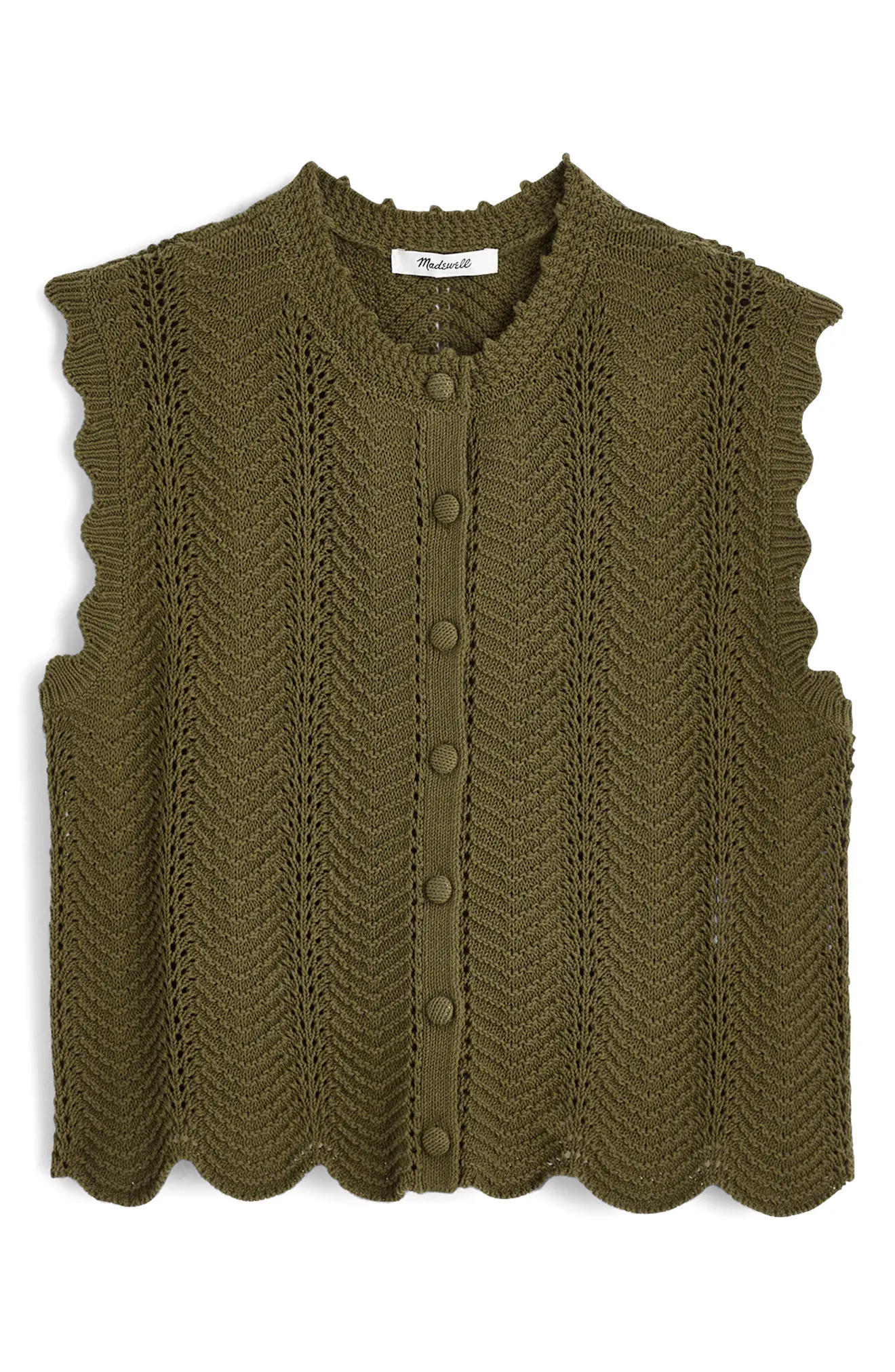 Madewell Wavy Knit Button-Up Shell in Faded Ivy at Nordstrom, Size X-Large | Nordstrom