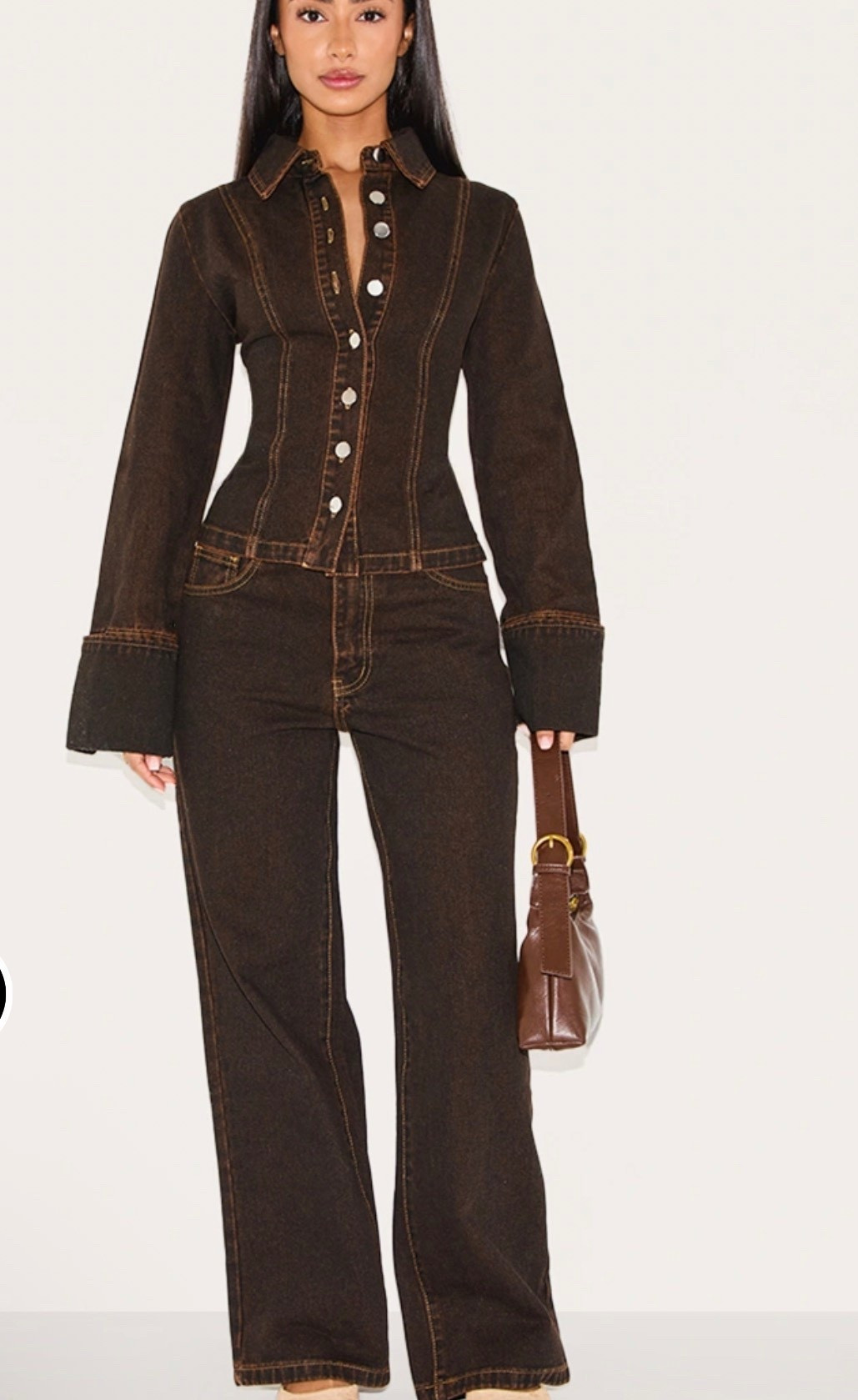 Structured. Snatched. Statement made. 🤎
This chocolate denim set is EVERYTHING—tailored to perfection with that cinched waist and contrast stitching that does all the talking. It’s giving elevated denim, boss energy, and effortless polish all in one look. Dress it up with heels or keep it chic and casual—either way, you’re walking in confidence.

✨ Perfect for: brunch, date night, or when you just want to look put together without trying too hard.

Shop this look + similar styles in my LTK 🤎

denim set, brown denim, structured outfit, tailored denim jacket, wide leg jeans, elevated casual, chic outfit,