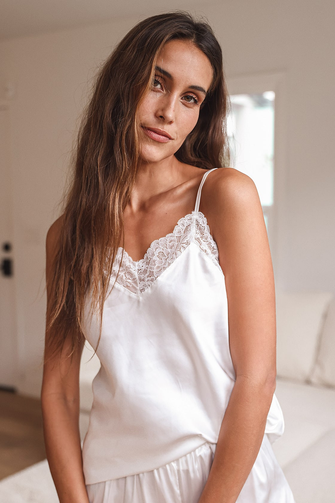 More Amour White Lace Satin Cami Top | Lulus (US)