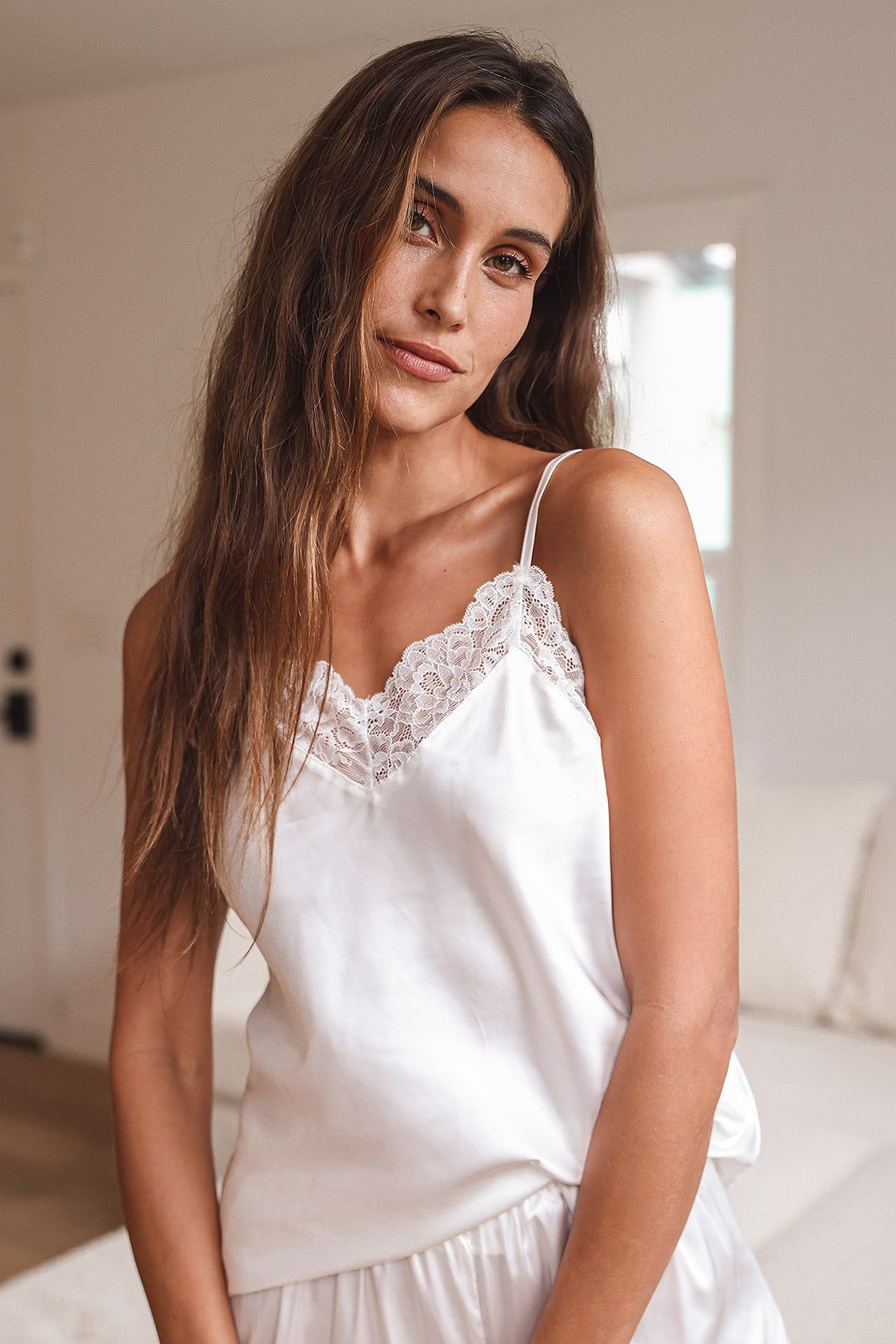 More Amour White Lace Satin Cami Top | Lulus (US)