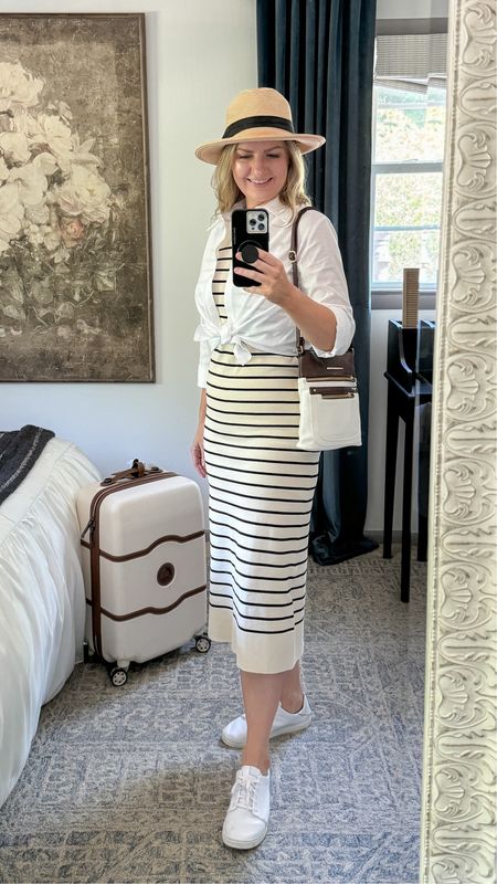 What I’m travel capsule packing for a summer trip in Europe using classic pieces from @walmartfashion #walmartpartner
This versatile $13 linen look button down and $25 striped tank dress are so cute together. These sneakers are the best to pair with dresses and so comfortable. 
#walmartfashion

#LTKeurope #LTKtravel #LTKfindsunder50