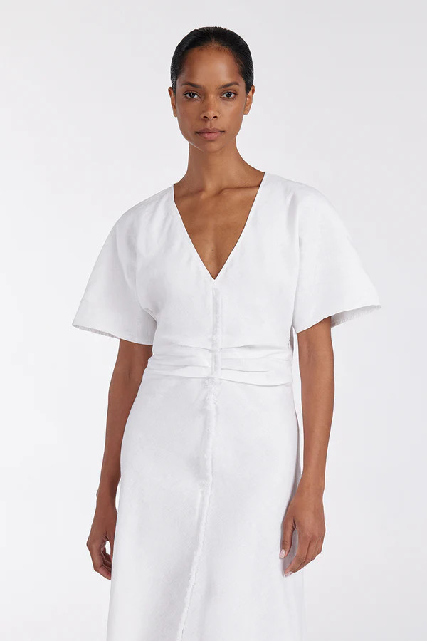 ZAHARA WHITE FRINGING MIDI DRESS | DISSH
