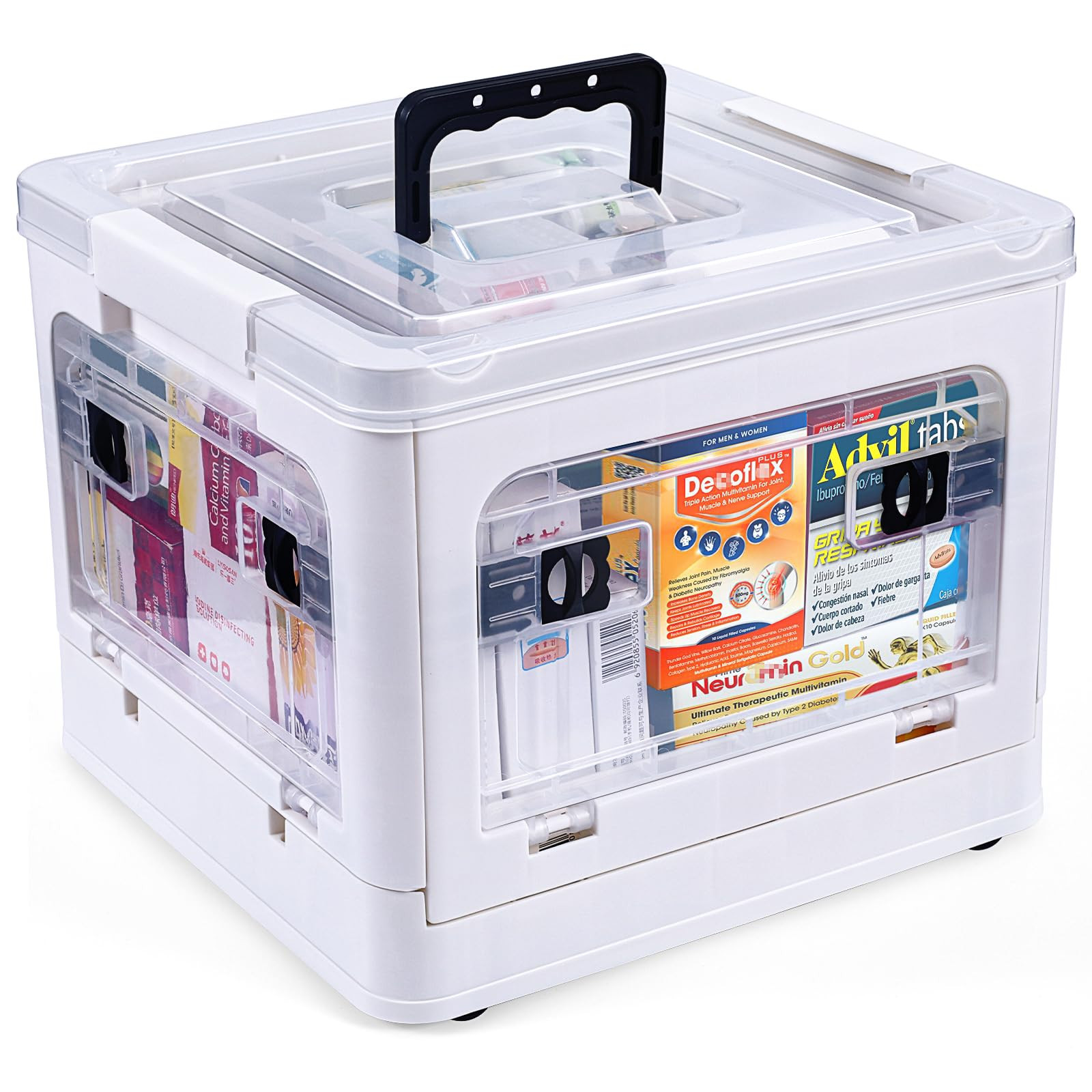 18QT Medicine Storage Box with Handles, Large Capacity First Aid Box, Clear Medical Supply Organi... | Amazon (US)