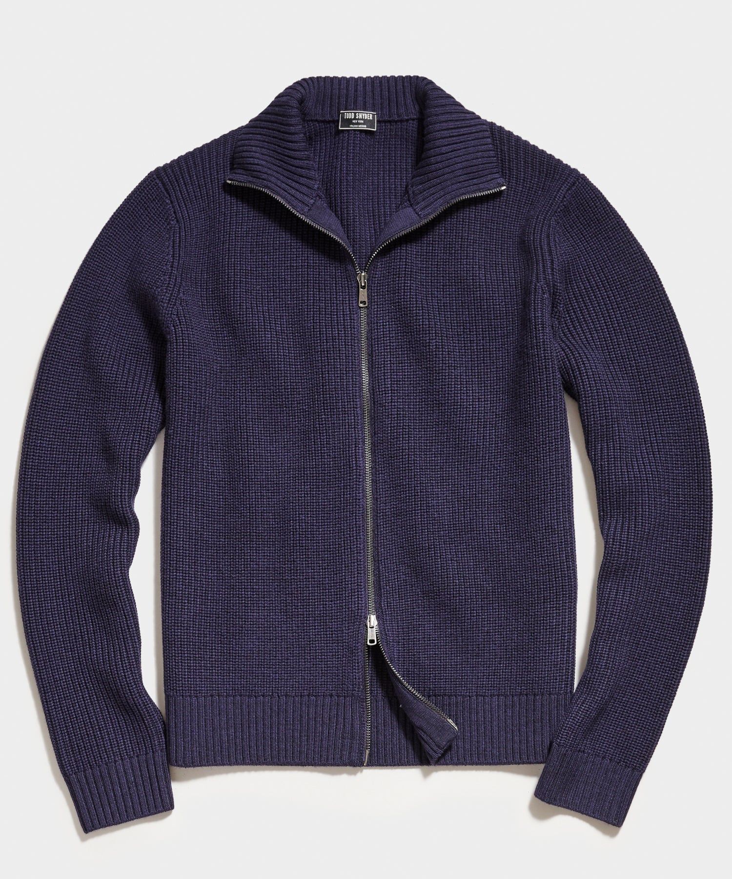 Merino Full Zip Sweater in Navy | Todd Snyder