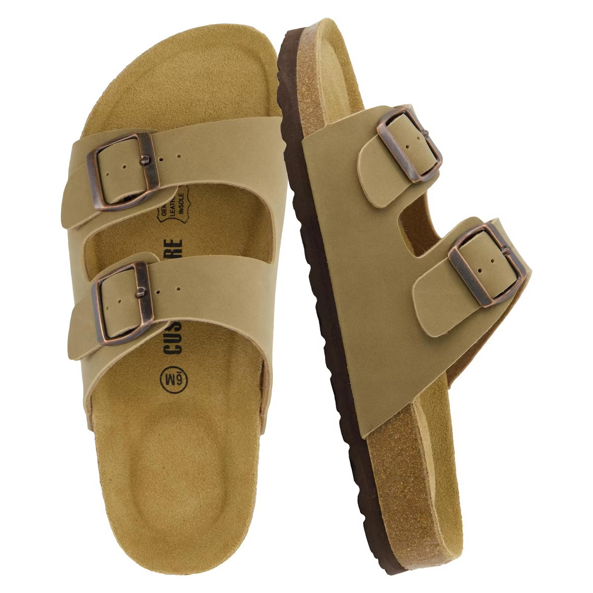 CUSHIONAIRE Lane Cork Footbed Sandals for Women –Comfortable Double Buckle Slip-On with Genuine... | Target
