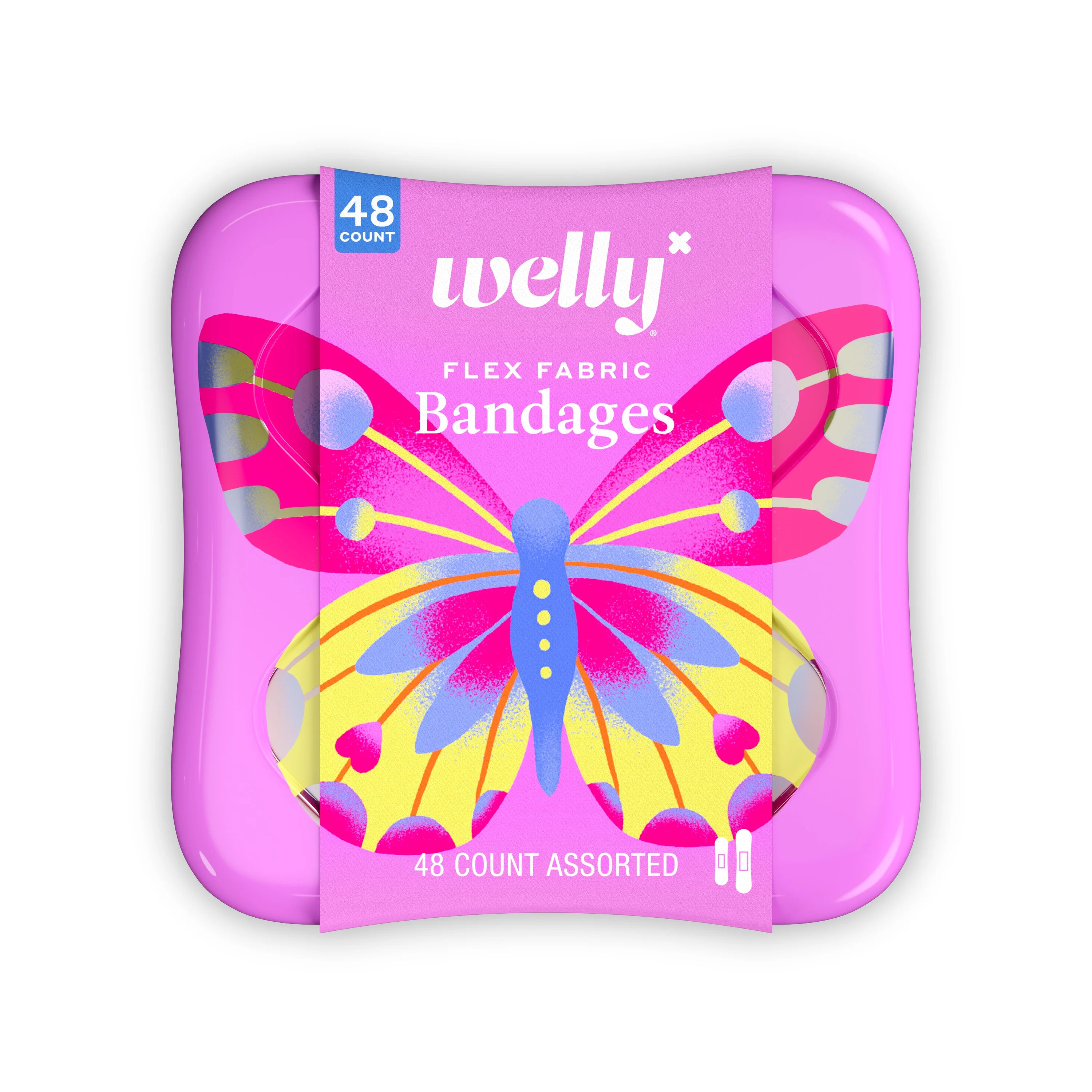 Welly Flex Fabric Bandages, Butterfly Pattern Bravery Badges for Kids, Assorted Sizes, 48 Count | Walmart (US)