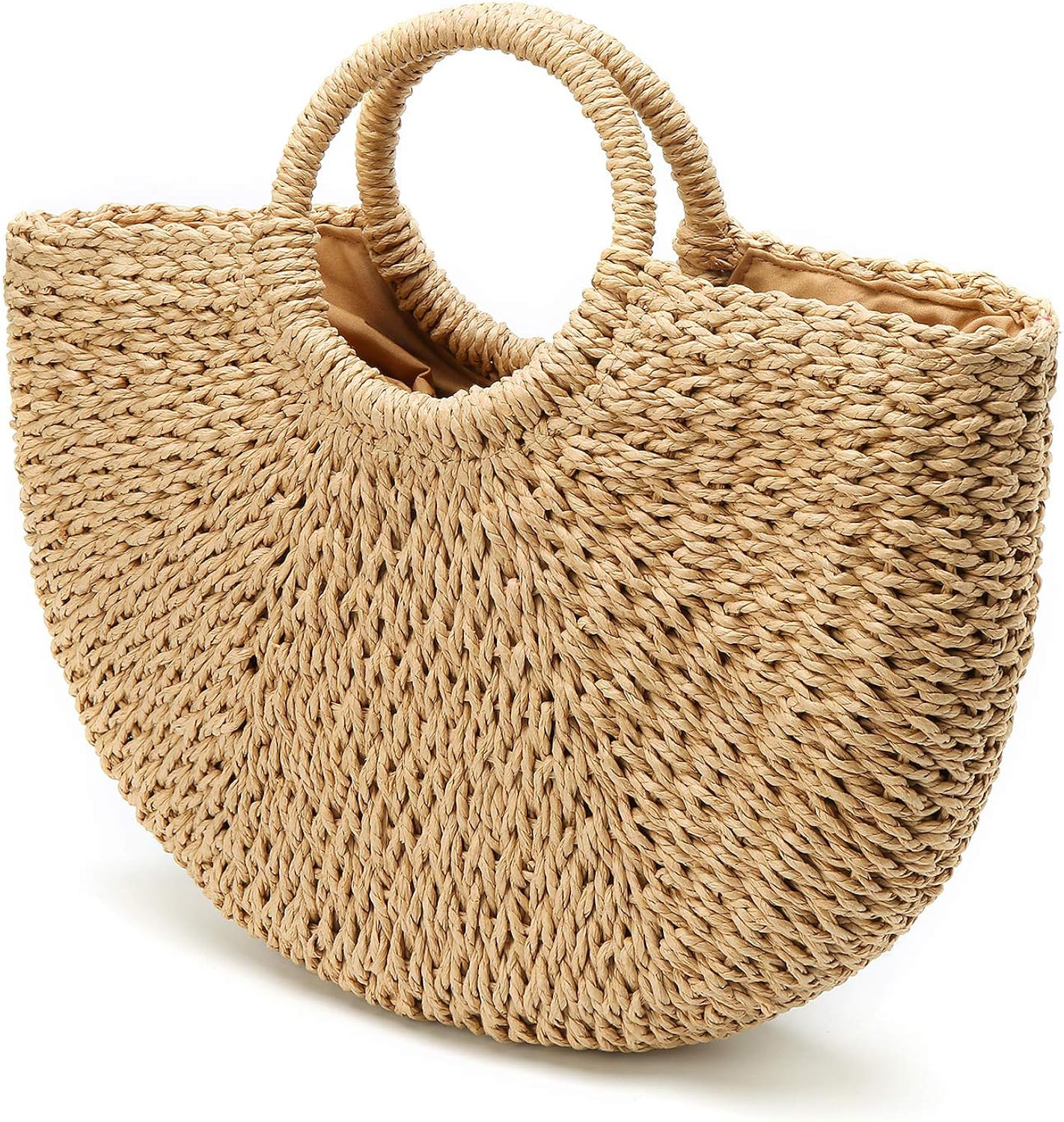 Womens Large Straw Beach Tote Bag Hobo Summer Handwoven Bags Purse wth Pom Poms | Amazon (US)