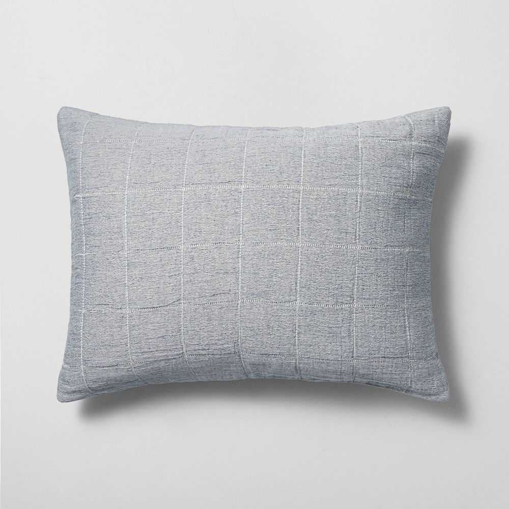 King Matelassé Quilted Pillow Sham Blue - Hearth & Hand with Magnolia | Target