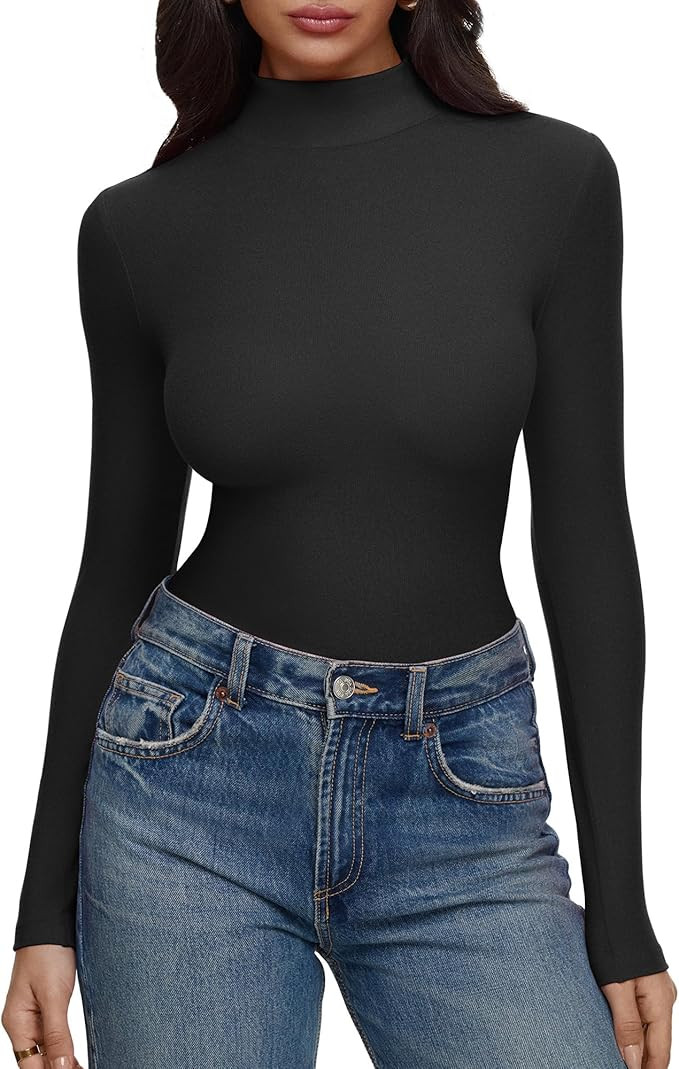 REORIA Women’s Turtleneck Tops Slim Basic Mock Neck Long Sleeve Shirts 2025 Fall Winter Layerin... | Amazon (US)