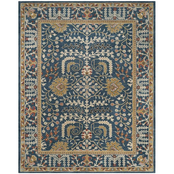 Armintha Oriental Wool Dark Blue Area Rug | Wayfair North America